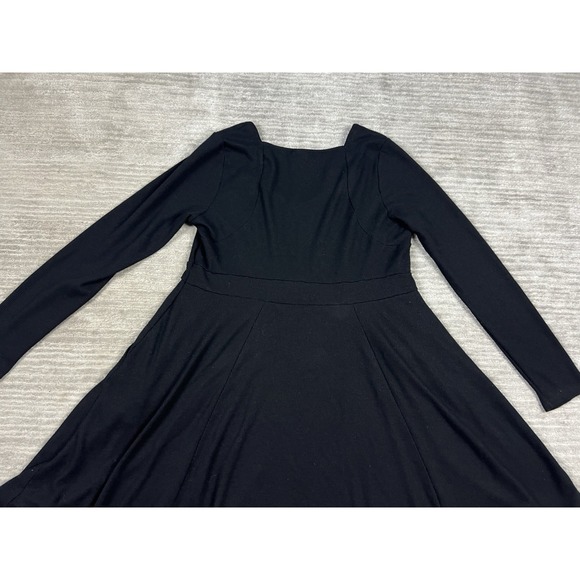 Torrid Dress Womens 00 Black Long Sleeve Mini Waffle Knit Polyester Blend Pocket - Picture 9 of 14